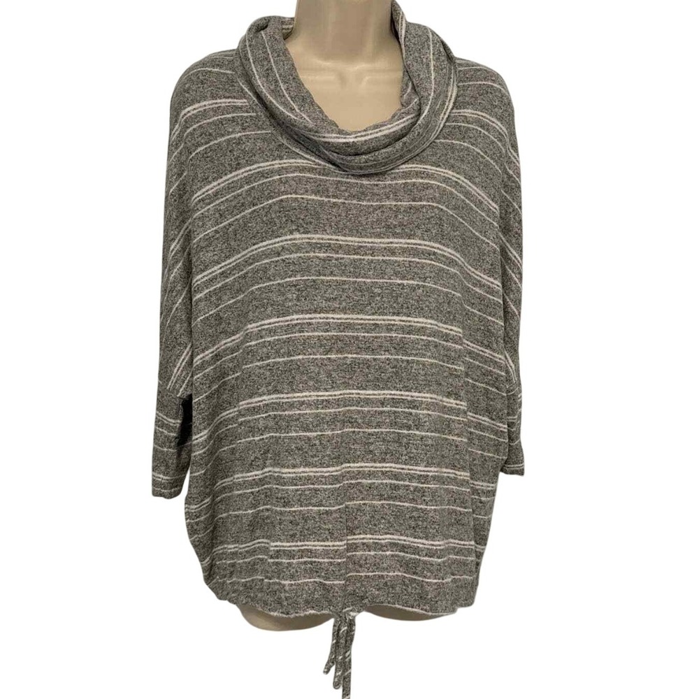 Green Envelope Los Angeles Grey Striped Cowl Neck‎ Dolman Sleeve Tie Hem Top L